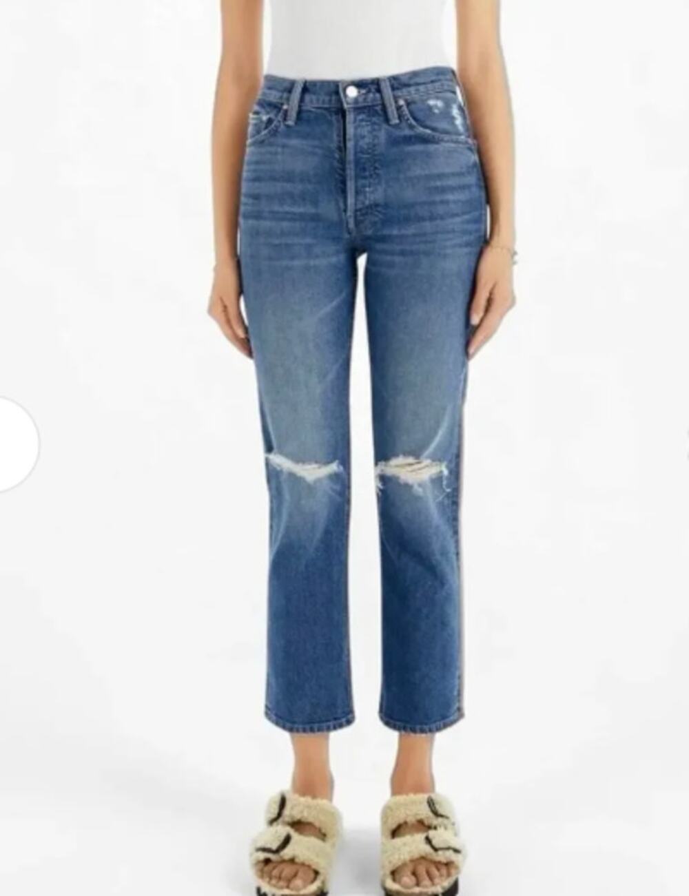 MOTHER SUPERIOR Tomcat Jeans Playing With Scissors Cropped Straight Leg 28
